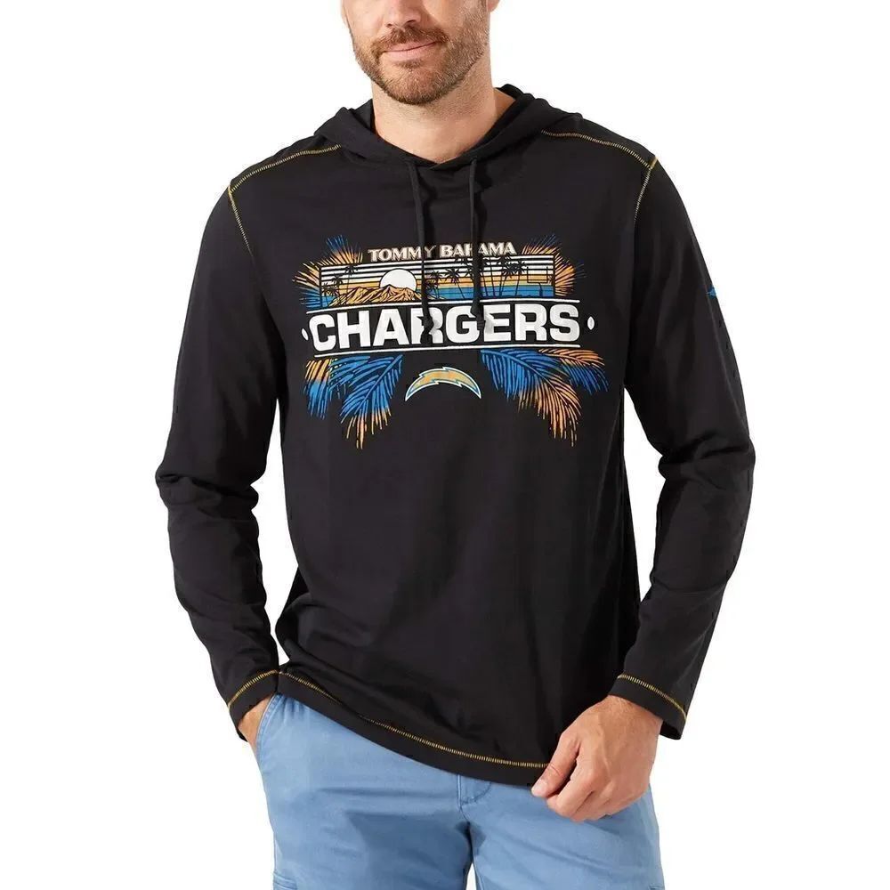 NEW Tommy Bahama Mens Black Chargers Graphic Hoodie